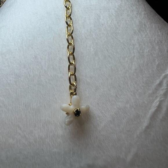 Talbots Black White Gold Floral Statement Necklace 140 - Picture 11 of 16